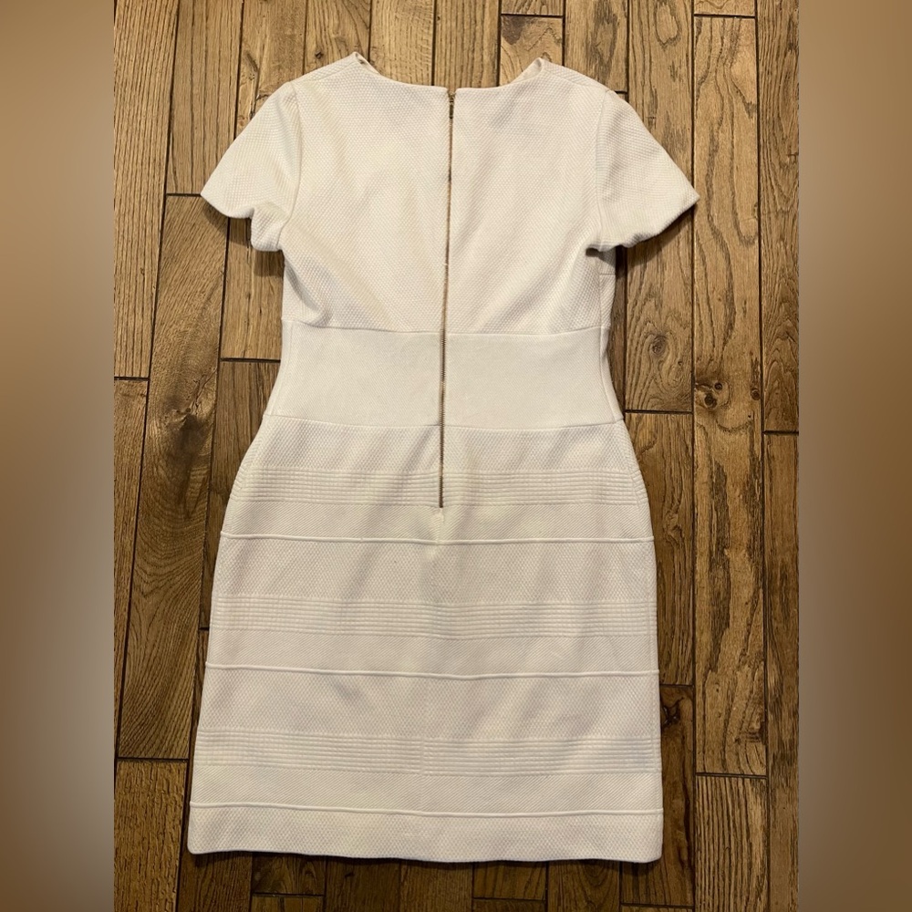 BOSS Hugo Boss White Textured Bandage Dress Short Sleeve Size US 10 - Picture 5 of 9